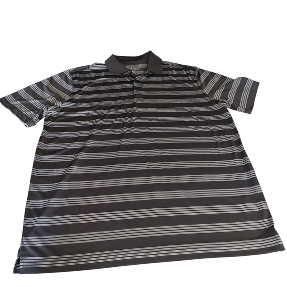 Nike Golf Men's Dri Fit Polo Shirt White Black Striped 1/4 Button Size XL - Picture 4 of 6